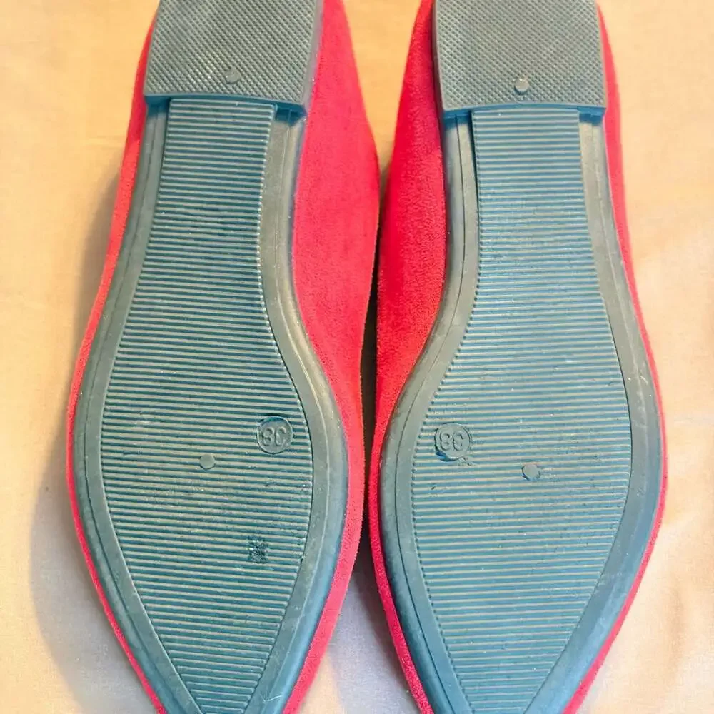Unbranded Red Suede Pointed Toe Ballet Flats